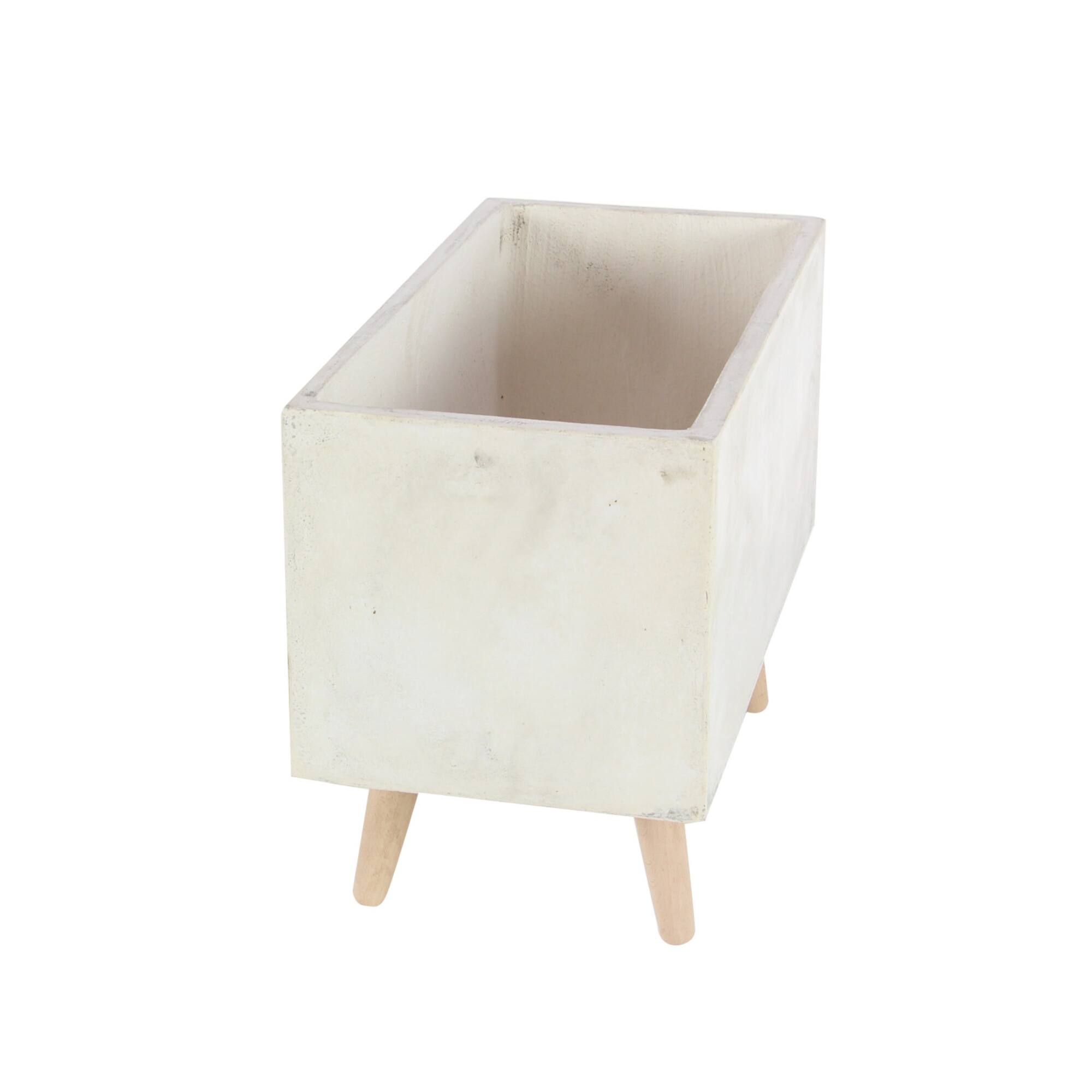Set of 2 White Fiber clay Contemporary Planter, 17", 21"